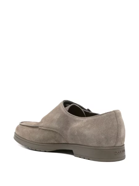 Pantofi loafer Doucal's din piele de căprioară cu cataramă gri