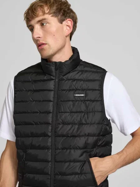 Kamizelka pikowana z zapinanymi na błyskawiczny model ELVIS' Jack & Jones czarna