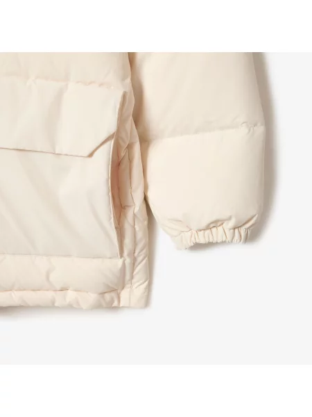 Lacoste Kurtka Puchowa Z Odpinanym Kapturem Midi beżowa