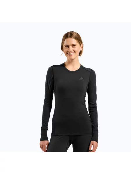 Bluză termoactivă pentru femei ODLO Merino Bl Top Crew Neck black negru