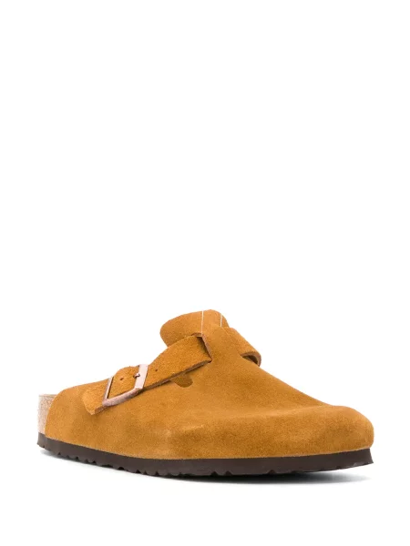 Zomšinės kambarinės šlepetės Birkenstock su sagtimis ruda