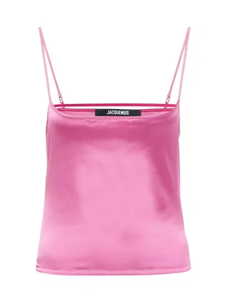 Top Jacquemus din satin roz