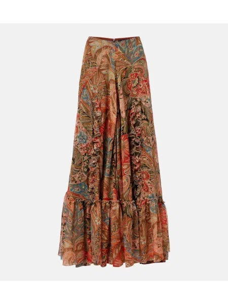 Maxi fusta maxi Etro de mătase cu imagine roșu