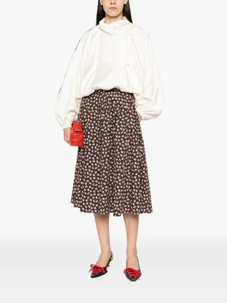 Fustă midi Msgm cu model floral cu imagine maro