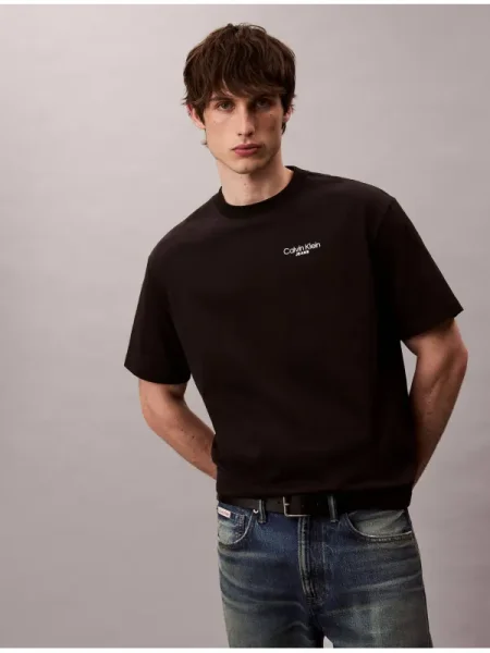 Póló Calvin Klein Jeans nyomtatás fekete