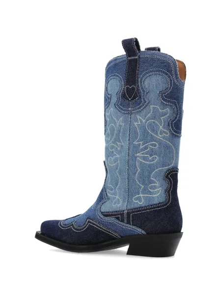 Botine Ganni cu broderie albastru