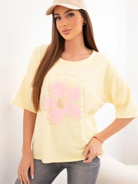 Bluză Kesi Włoski cu model floral galben