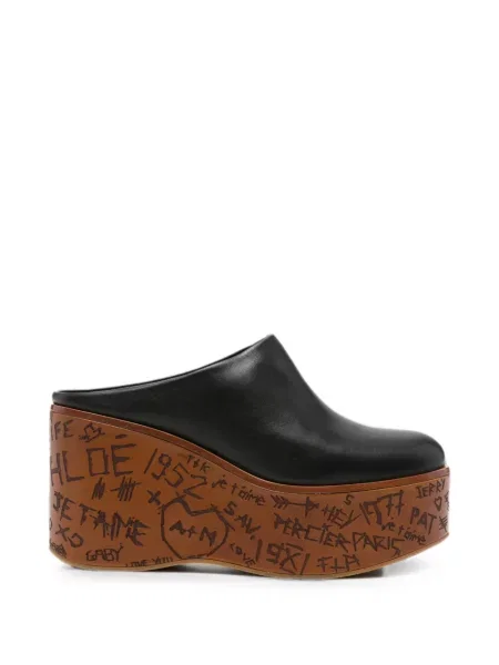 Papuci tip mules Chloé cu platformă negru