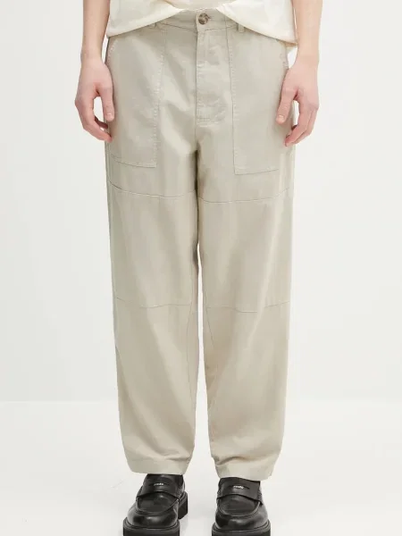 Barbour pantaloni din in Barbour Natural Linen Blend Trouser drept bej