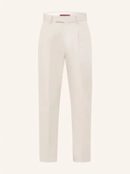 Zegna Kalhoty Pleated Fit béžová