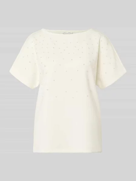 T-shirt z okrągłym dekoltem i perłami Christian Berg Woman biała