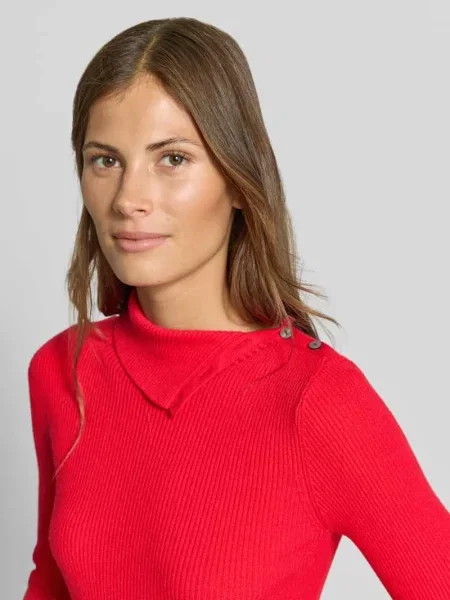Sweter o kroju slim fit z mieszanki w imitacji dzianiny Myon czerwony
