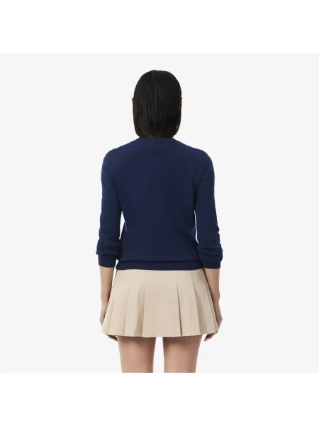 Lacoste Kardigan Z Prążkowanej Dzianiny 3D Granatowy niebieski