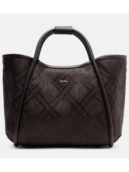 Кожена кожена чанта Max Mara кафяво