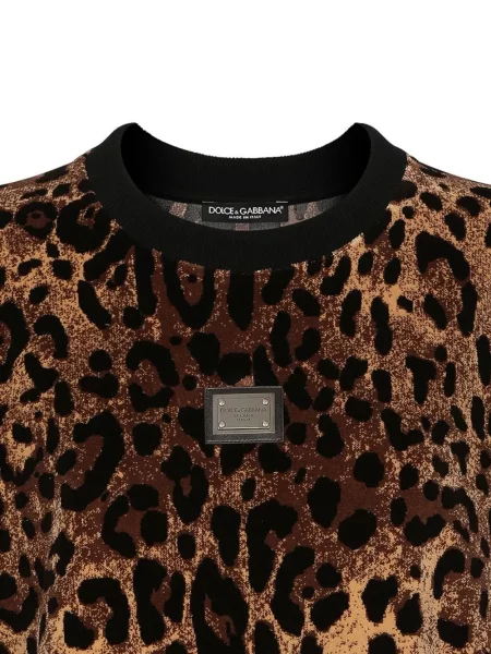 Žakardinis megztinis Dolce & Gabbana leopardinis ruda