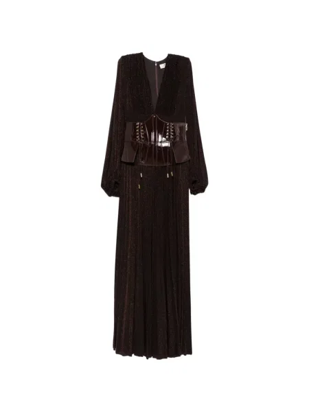 Rochie maxi Elisabetta Franchi cu decolteu în V maro