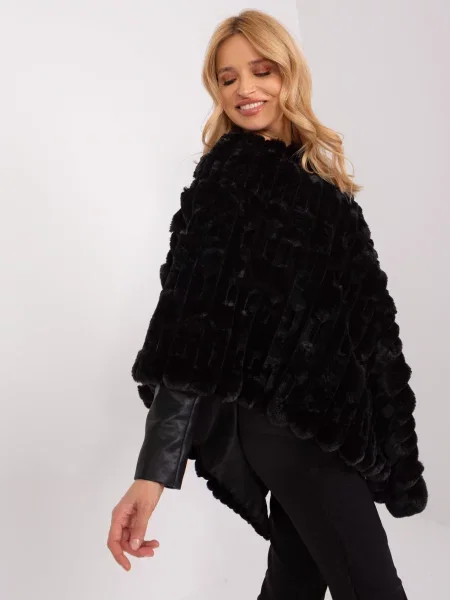 Poncho Wool Fashion Italia negru