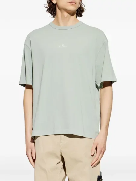 Тениска Stone Island бродирана с кръгло деколте зелено