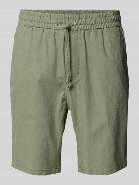 Szorty z mieszanki bawełny i lnu model ‘LINUS’ Only & Sons zielone