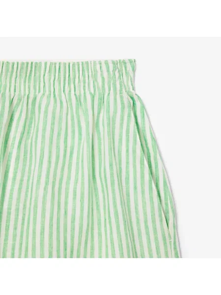 Lacoste Luźne Lniane Szorty W Paski zielone