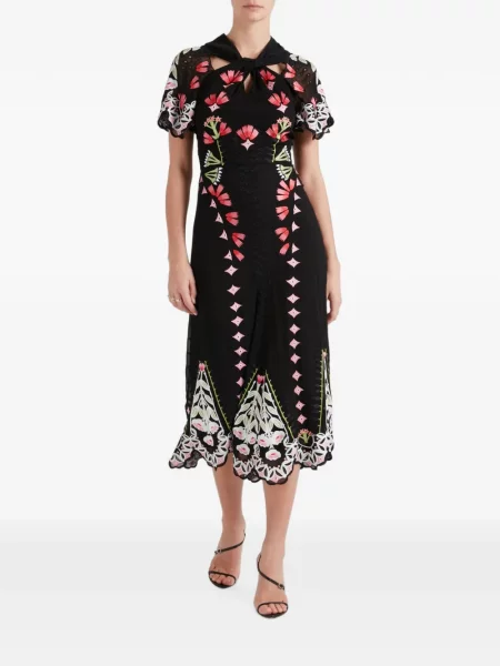 Rochie midi Temperley London cu model floral negru