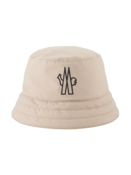 Czapka Moncler z logo pikowana beżowa