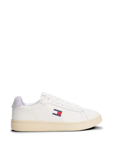 Sneakerși Tommy Hilfiger cu șireturi din dantelă cu autograf alb