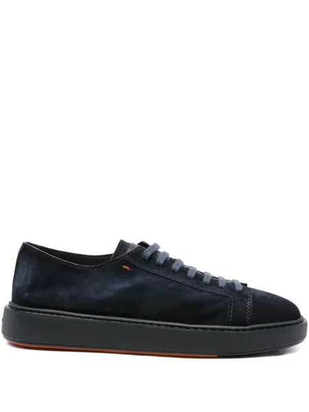 Sneakerși Santoni cu șireturi din piele de căprioară albastru