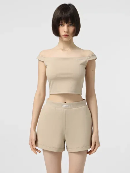 Топ Calvin Klein Jeans віскоза/поліамід бежевий