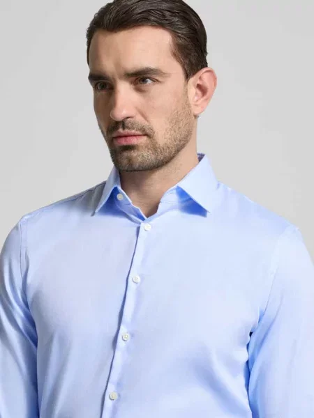 Koszula biznesowa o kroju slim fit z listwą guzikową Jake*s błękitna