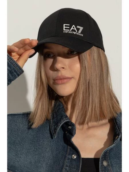 Raštuotas kepurė su snapeliu Ea7 Emporio Armani juoda