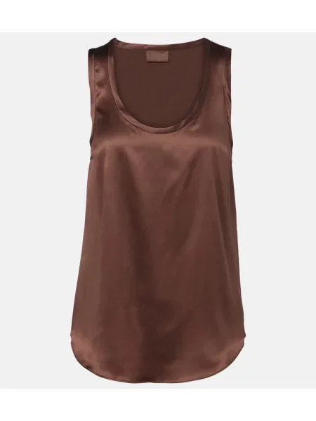 Top Brunello Cucinelli din satin maro