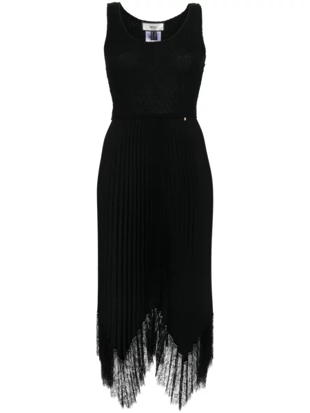 Rochie midi Nissa plisată până la genunchi de costum negru