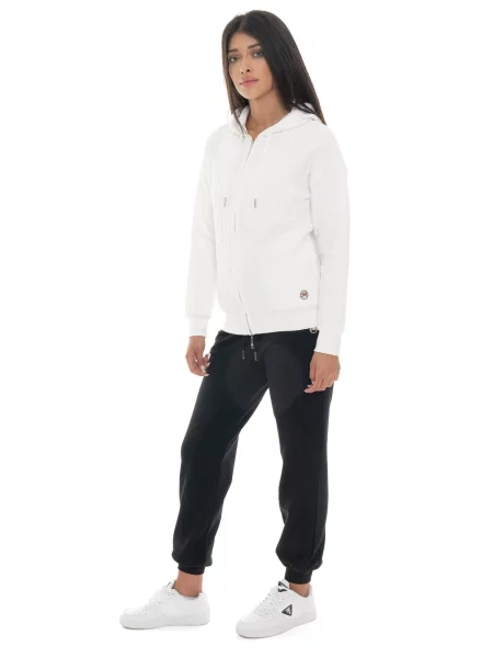 Bluza Leone Apparel Braid z kapturem i zamkiem z dzianiny na zimę biała
