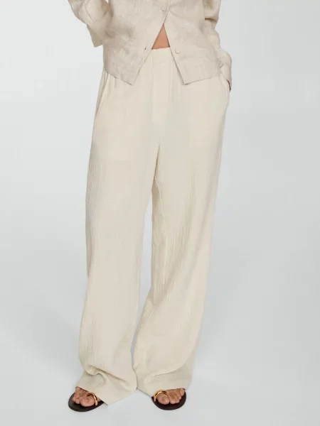MANGO Штани палаццо бежевий