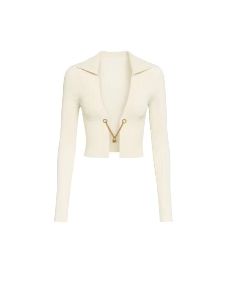 Sweter John Richmond z dekoltem w serek biały