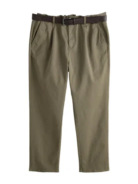 Next Kalhoty se sklady v pase čokoládová / olivová