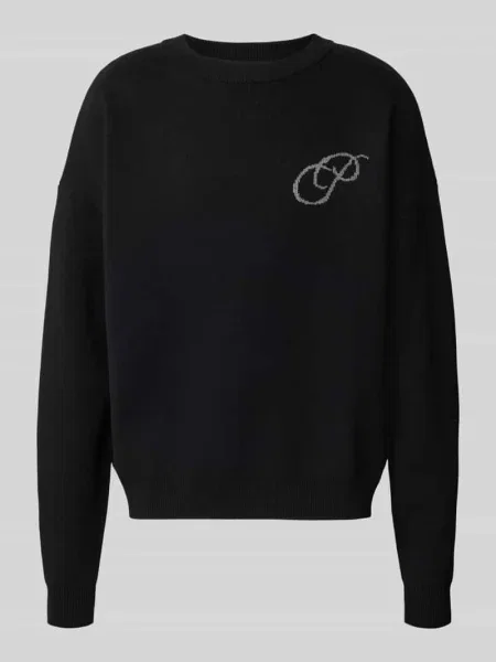 Sweter z dzianiny o kroju relaxed fit z czystej bawełny Prohibited czarny