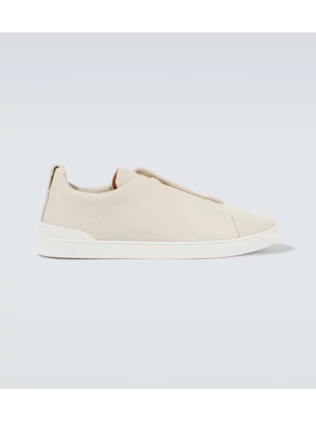 Sneakerși Zegna din piele bej