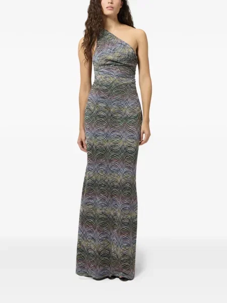 Rochie Missoni cu un umăr gol verde