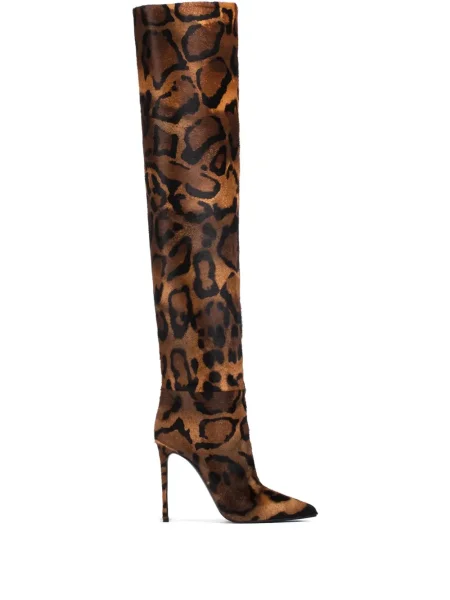 Botine Le Silla din piele cu imagine cu model leopard maro