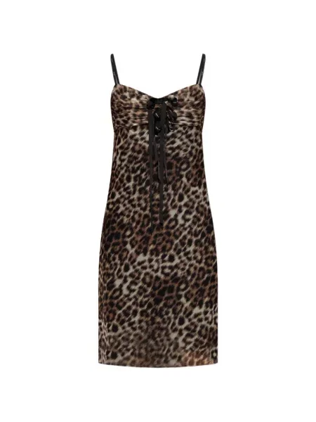 Rochie mini Marc Jacobs cu funde cu model leopard maro