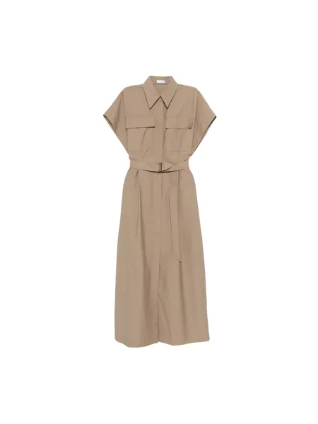 Sukienka maxi Brunello Cucinelli brązowa