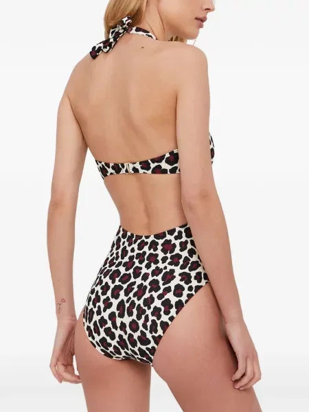 Costum de baie Michael Michael Kors cu imagine cu model leopard plasă negru