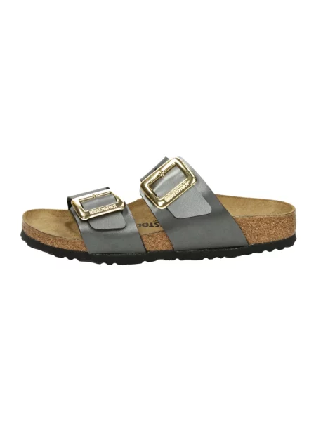 Klapki Birkenstock skórzane szare