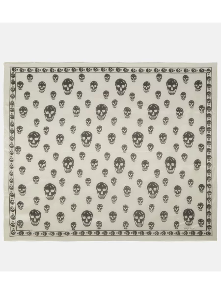 Fular Alexander Mcqueen de mătase cu imagine alb