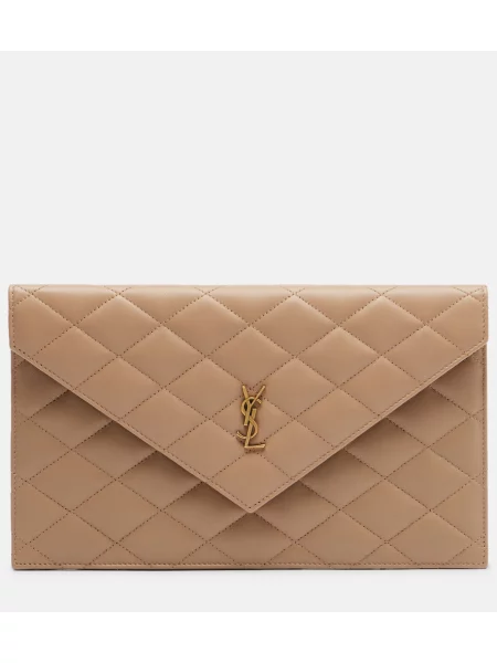 Usnjeni torbica Saint Laurent bež