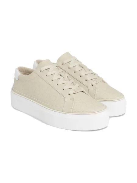Sneakersy Calvin Klein sznurowane na platformie szare
