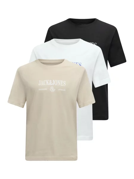 JACK & JONES Tricou JORFREDERIKSBERG bej / albastru / negru alb