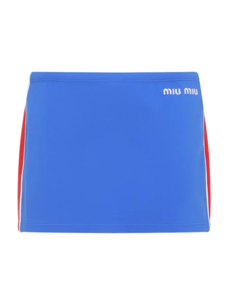 Lniana spódnica mini Miu Miu niebieska